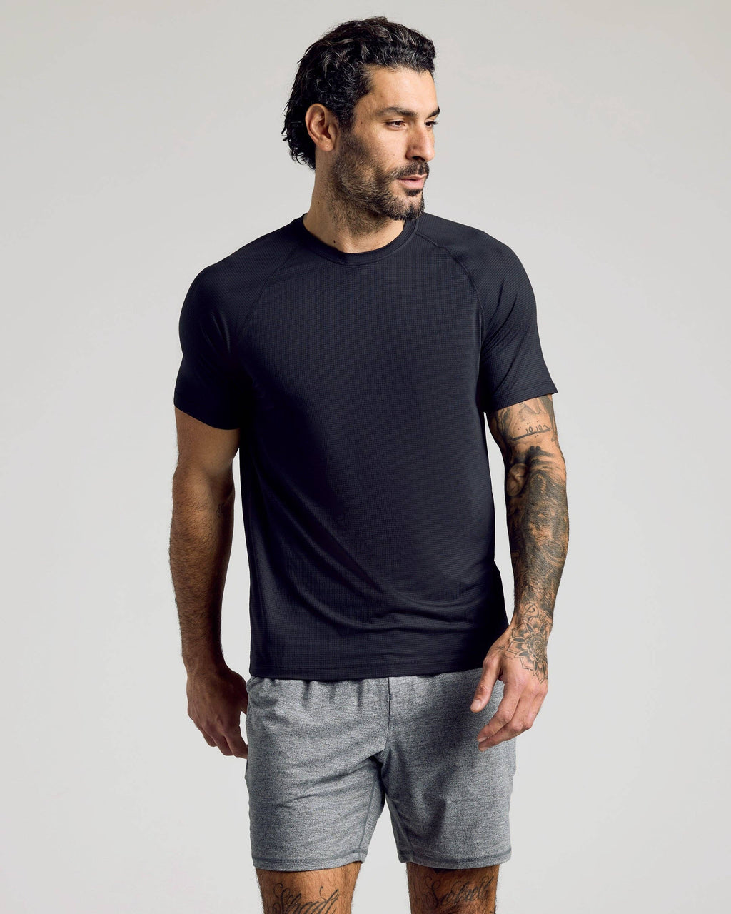 Black Active Mesh Crew