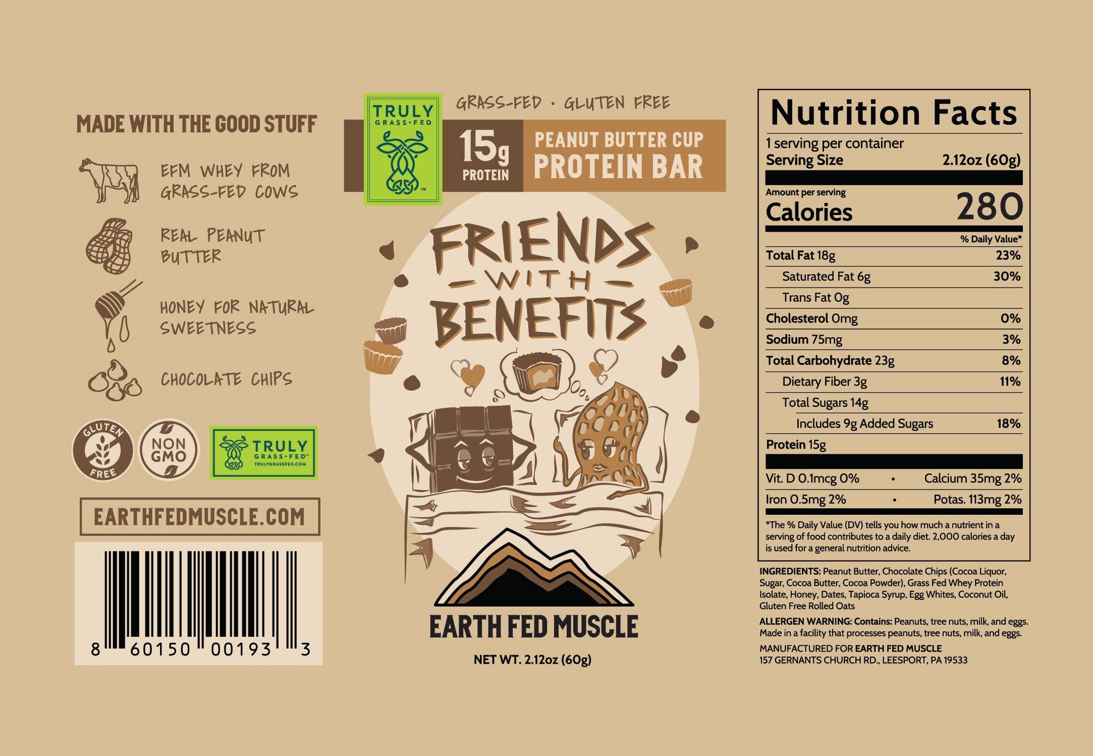 Chocolate Peanut Butter Grass-Fed Whey Protein Bars